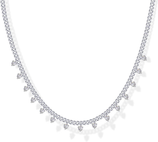 Collar de Estaciones para Mujer | Baño en Oro 14K | Cadena Fina con Circonitas Simuladas | Joyería de Moda para Capas y Looks Elegantes
