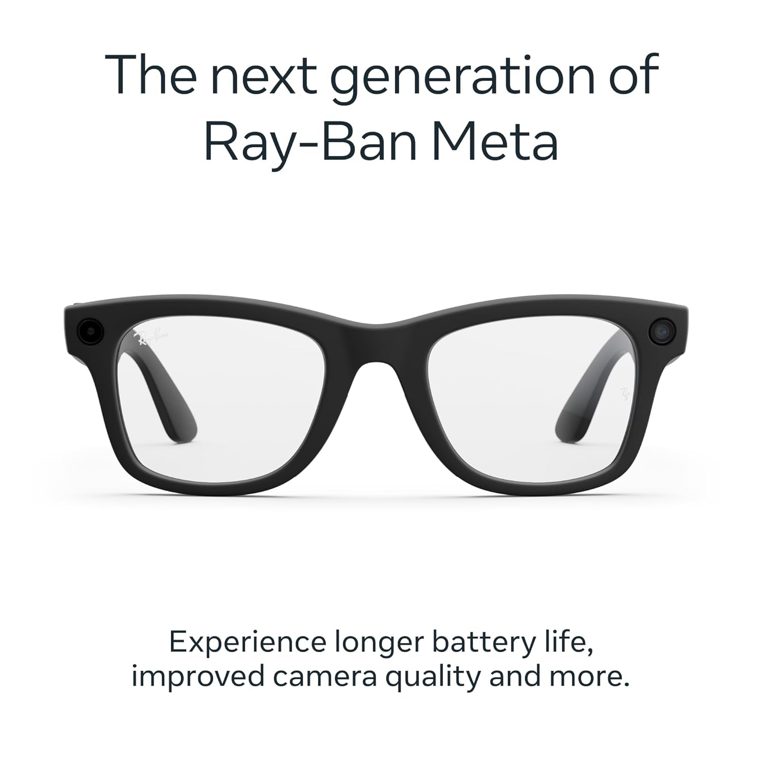 Ray-Ban Meta (Gen 2), Wayfarer, Matte Black | Smart AI Glasses for Men, Women — 2X Battery Life — 3K Ultra HD Resolution — 12 MP Ultra-Wide Camera, Audio, Video — Clear Lenses — Wearable Technology