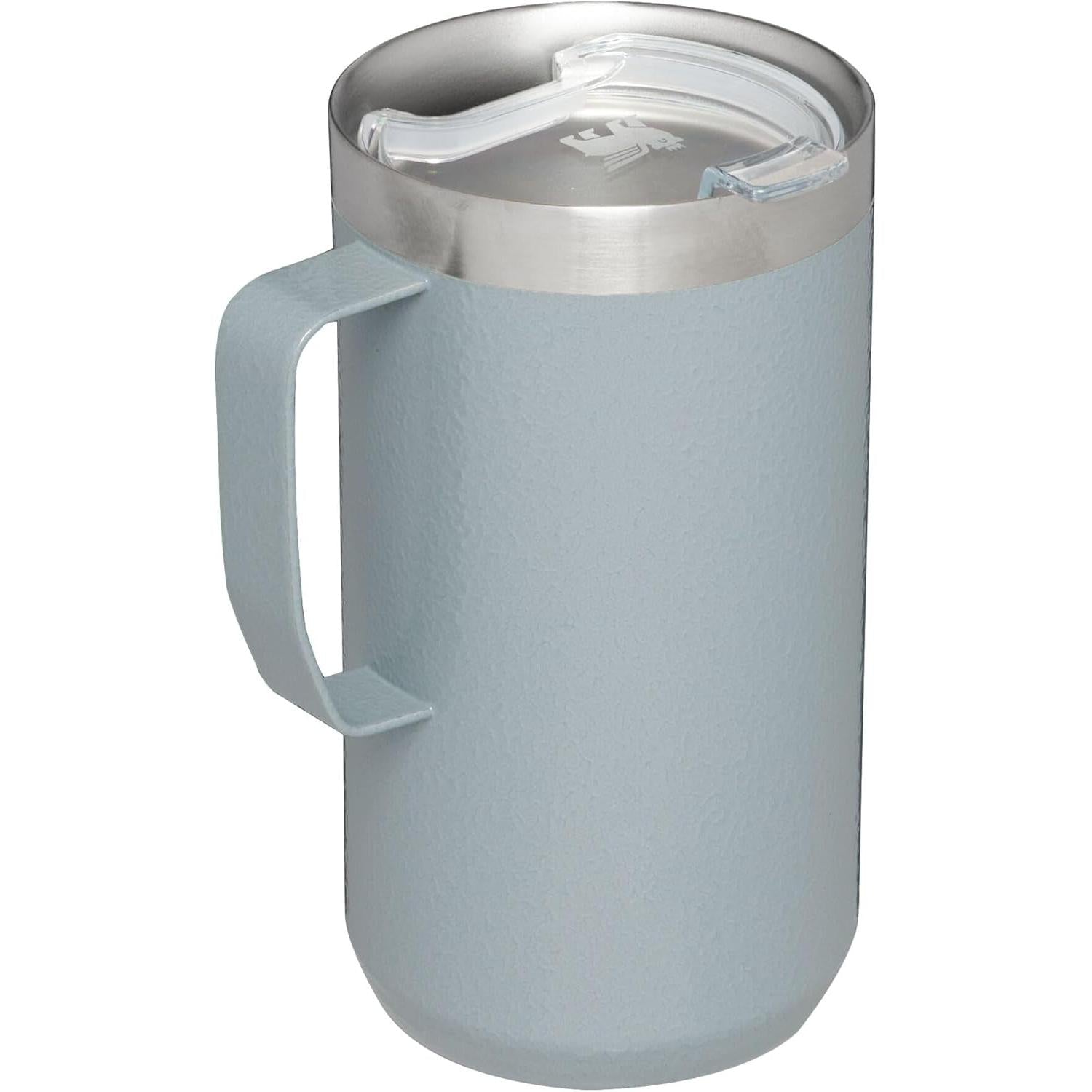 Stay-Hot Camp Mug 24 Oz | Press Fit Drink through Lid | Cup for Coffee, Tea and Drinks | Insulated Stainless Steel Coffee Mug | Bpa-Free | Hammertone Silver