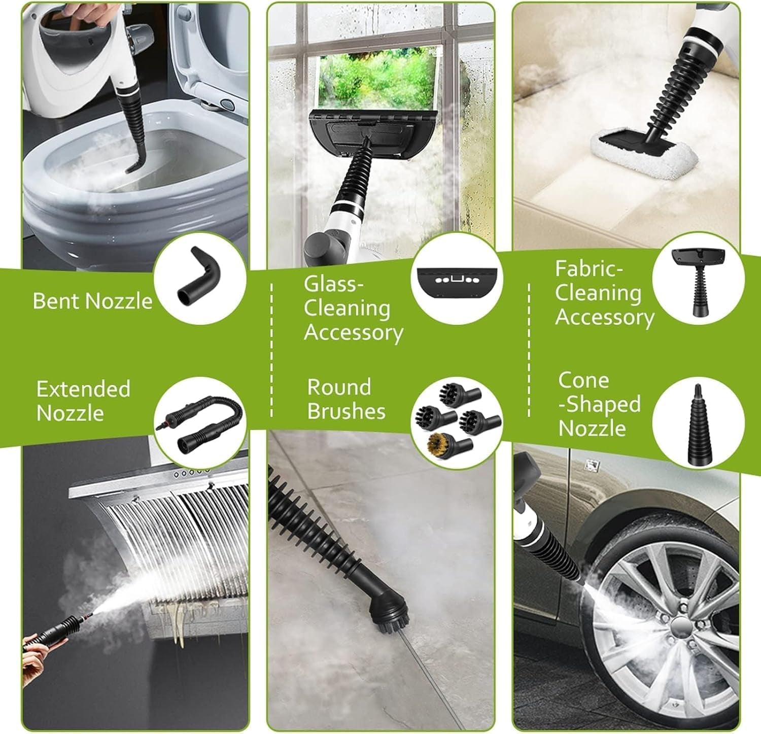 Limpiador a Vapor Portátil y Presurizado Multiusos para el Hogar – Con 12 Accesorios Incluidos