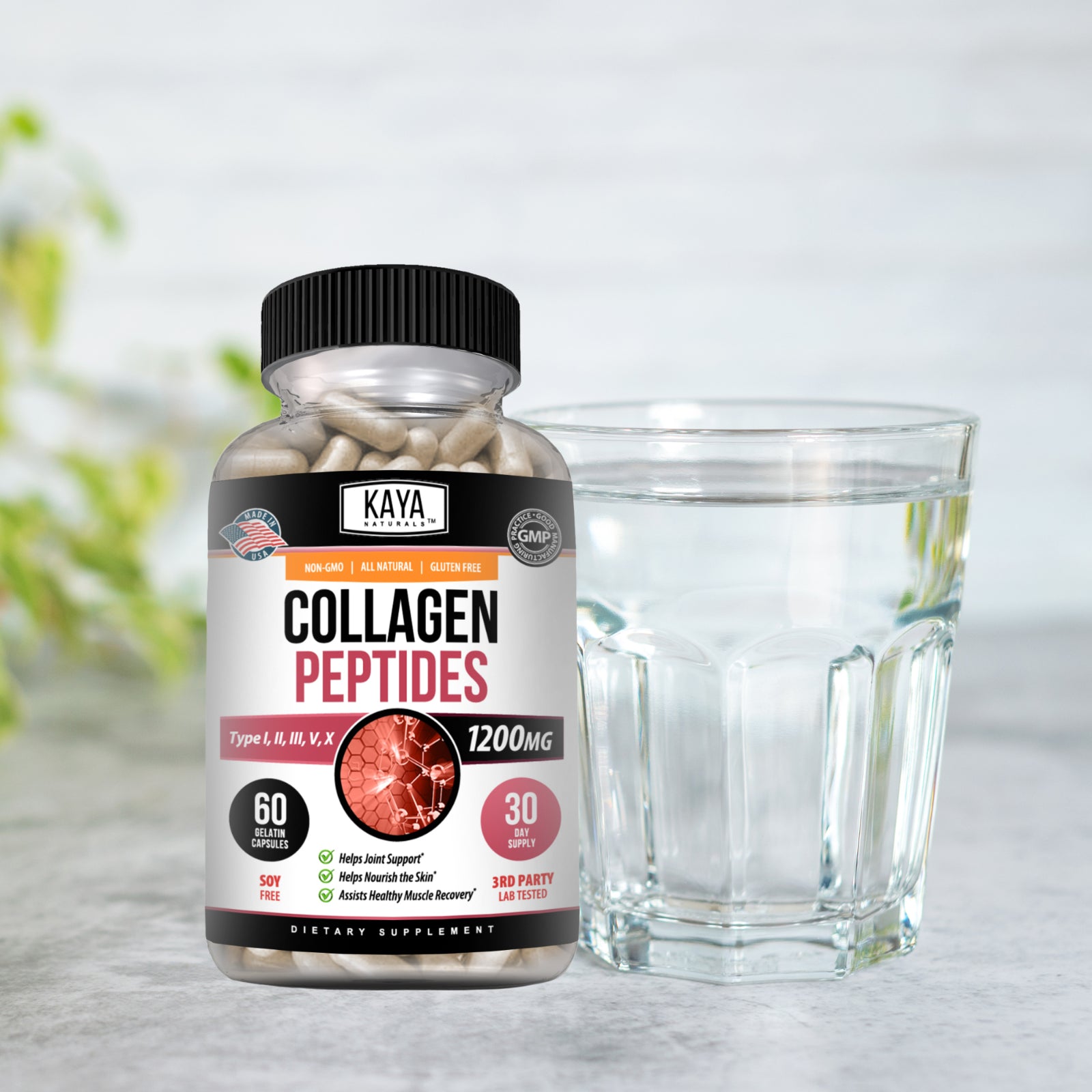 Kaya Collagen Peptides + Ácido Hialurónico – 1200 mg | Cápsulas