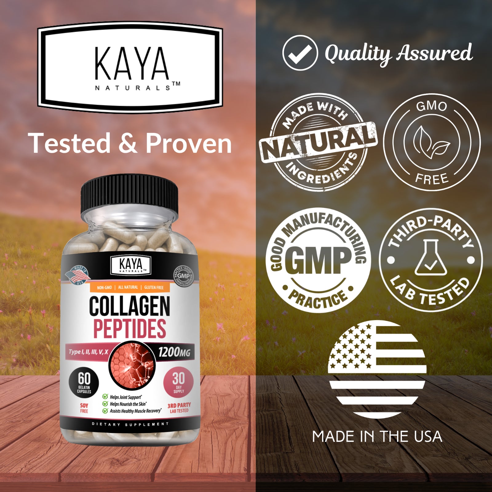 Kaya Collagen Peptides + Ácido Hialurónico – 1200 mg | Cápsulas