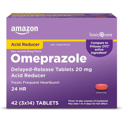 Amazon Basic Care Omeprazol 20 mg – 42 Comprimidos de Liberación Retardada