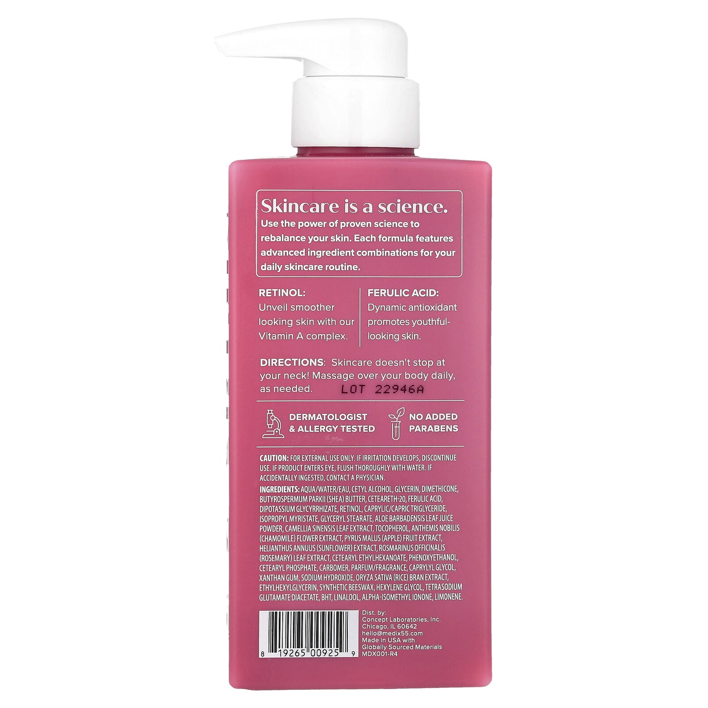 Crema Corporal con Retinol + Ácido Ferúlico - 444 ml