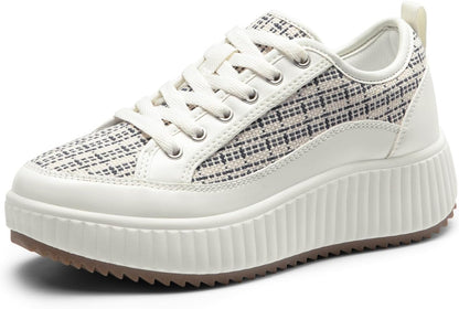 DREAM PAIRS Women Platform Chunky Lightweight Comfortable Casual Lace-Up Sky Walking Fashion Sneakers