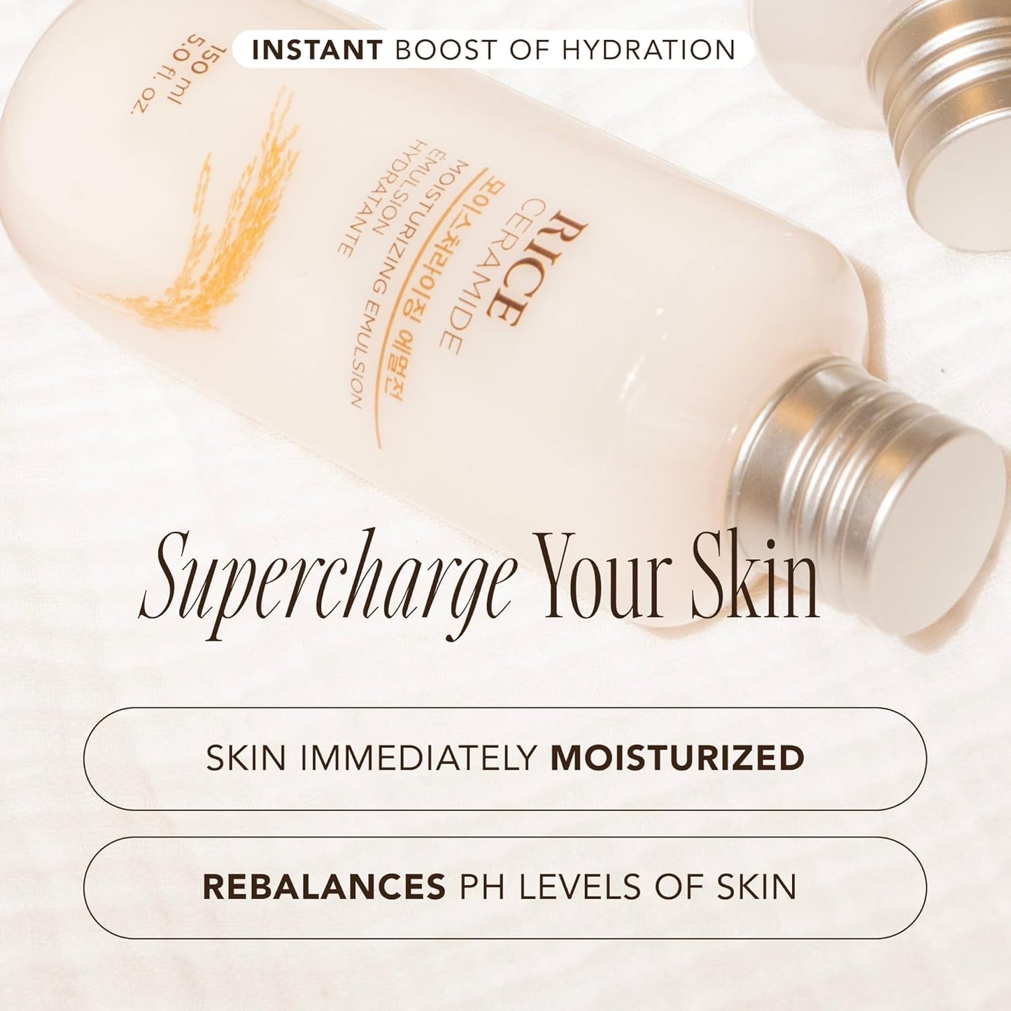 Emulsión hidratante de ceramida de arroz | Emulsión suave para barrera protectora iluminadora de la piel |