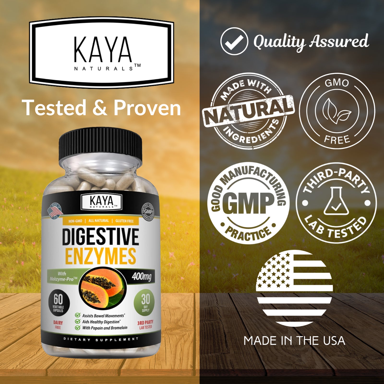 Enzimas Digestivas Kaya Naturals con Prebióticos y Probióticos