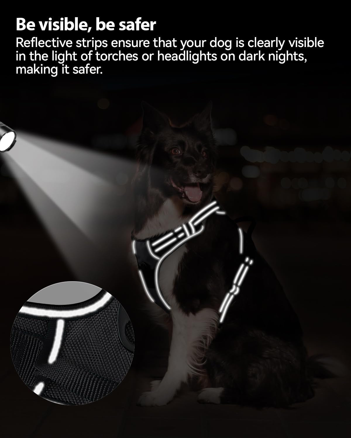 Arnés para perro | Tamaño mediano | Chaleco reflectante para mascotas con clip frontal