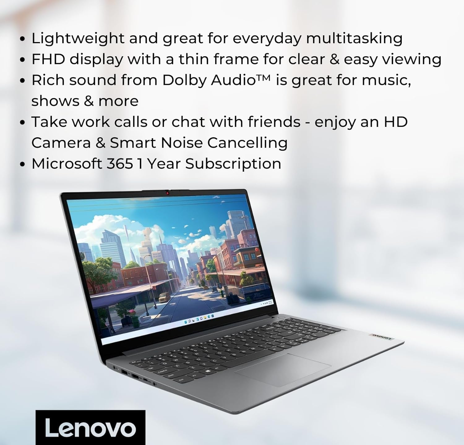 Lenovo Ideapad 1 Student Laptop 15.6” FHD – Intel Celeron N4500, 12GB RAM, 512GB SSD + 128GB eMMC, Wi-Fi 6, Windows 11 Home, 1 Año Office 365 – Grey