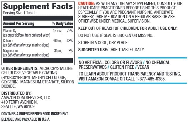 Calcio de 500 mg con vitamina D | 65 comprimidos
