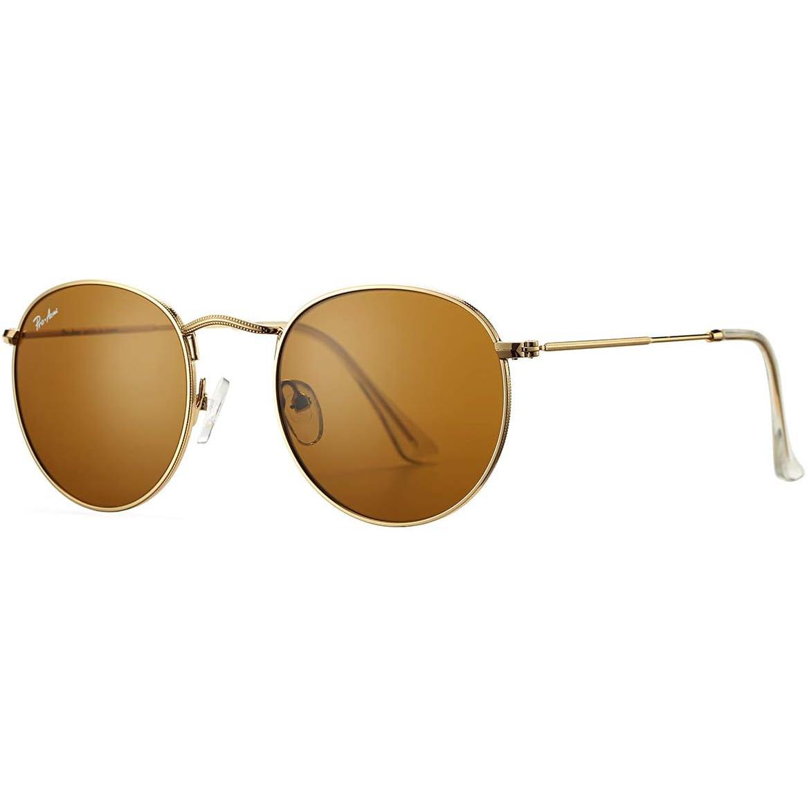 Pro Acme round Sunglasses for Women Men Classic Retro Circle Metal Sun Glasses 100% Real Glass Lens