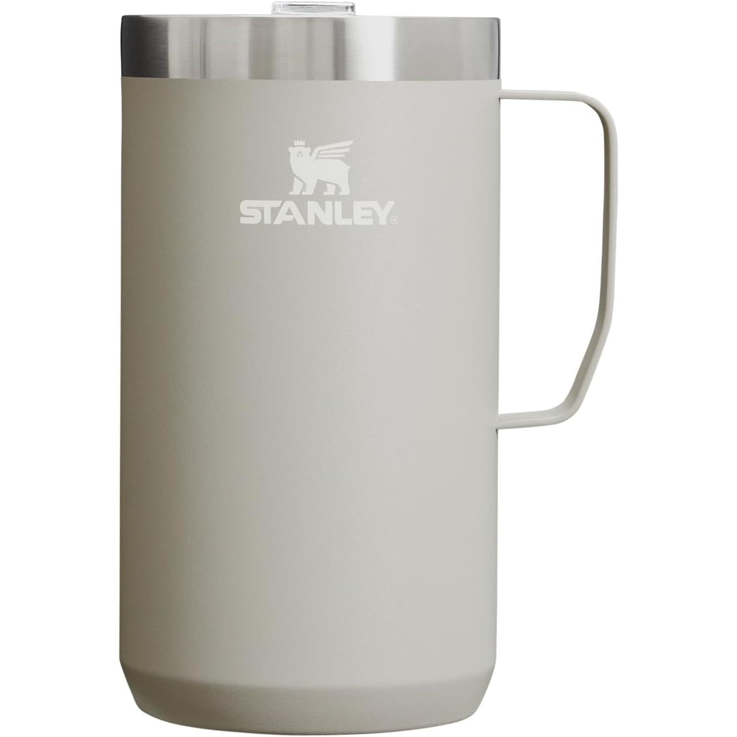 Stay-Hot Camp Mug 24 Oz | Press Fit Drink through Lid | Cup for Coffee, Tea and Drinks | Insulated Stainless Steel Coffee Mug | Bpa-Free | Hammertone Silver