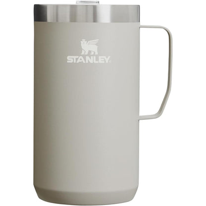 Stay-Hot Camp Mug 24 Oz | Press Fit Drink through Lid | Cup for Coffee, Tea and Drinks | Insulated Stainless Steel Coffee Mug | Bpa-Free | Hammertone Silver