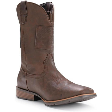 Botas cowboy para hombre | Botas anchas con bandera americana | Estilo retro con punta cuadrada | Botas de trabajo de campo