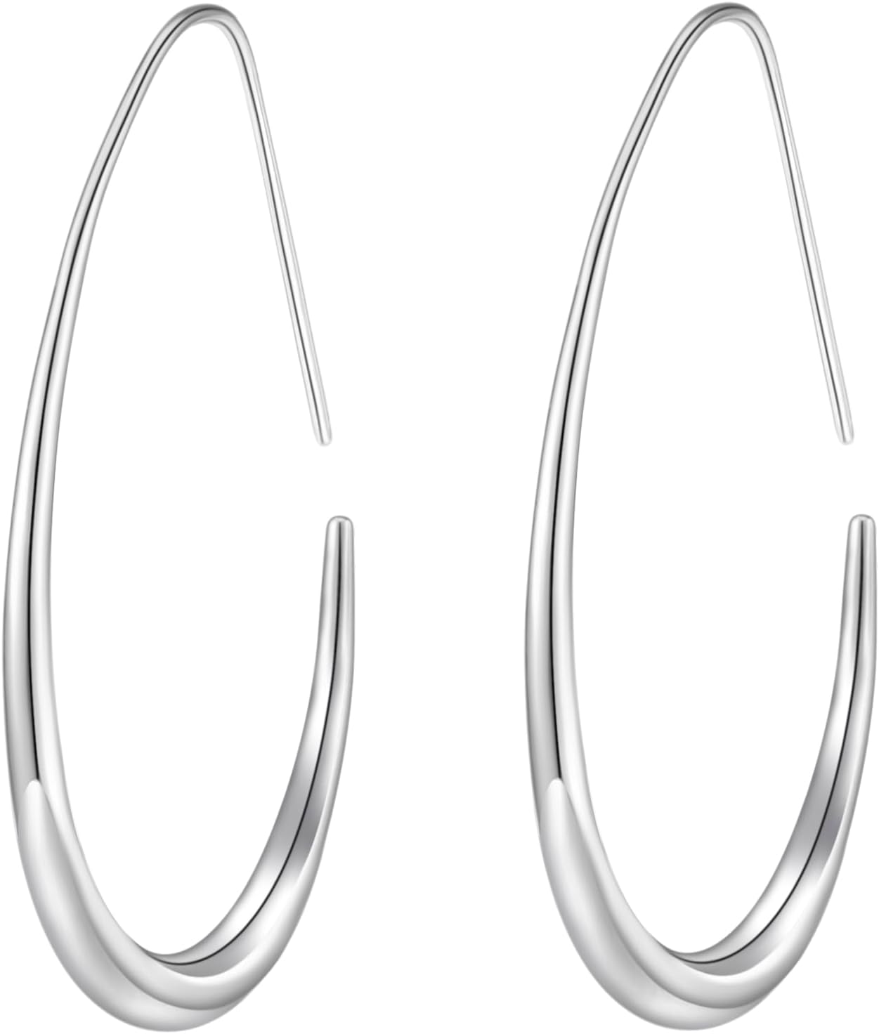 Aros Hoop Ovalados Mujer – Livianos Teardrop, 14K Gold/White Gold Plated, 40mm 