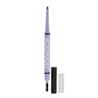 Florence by Mills Tint N Tame Eyebrow Pencil Dark Brown | Lápiz de Cejas con Punta Angular y Cepillo Spoolie – Vegano & Cruelty Free – 0.25 g