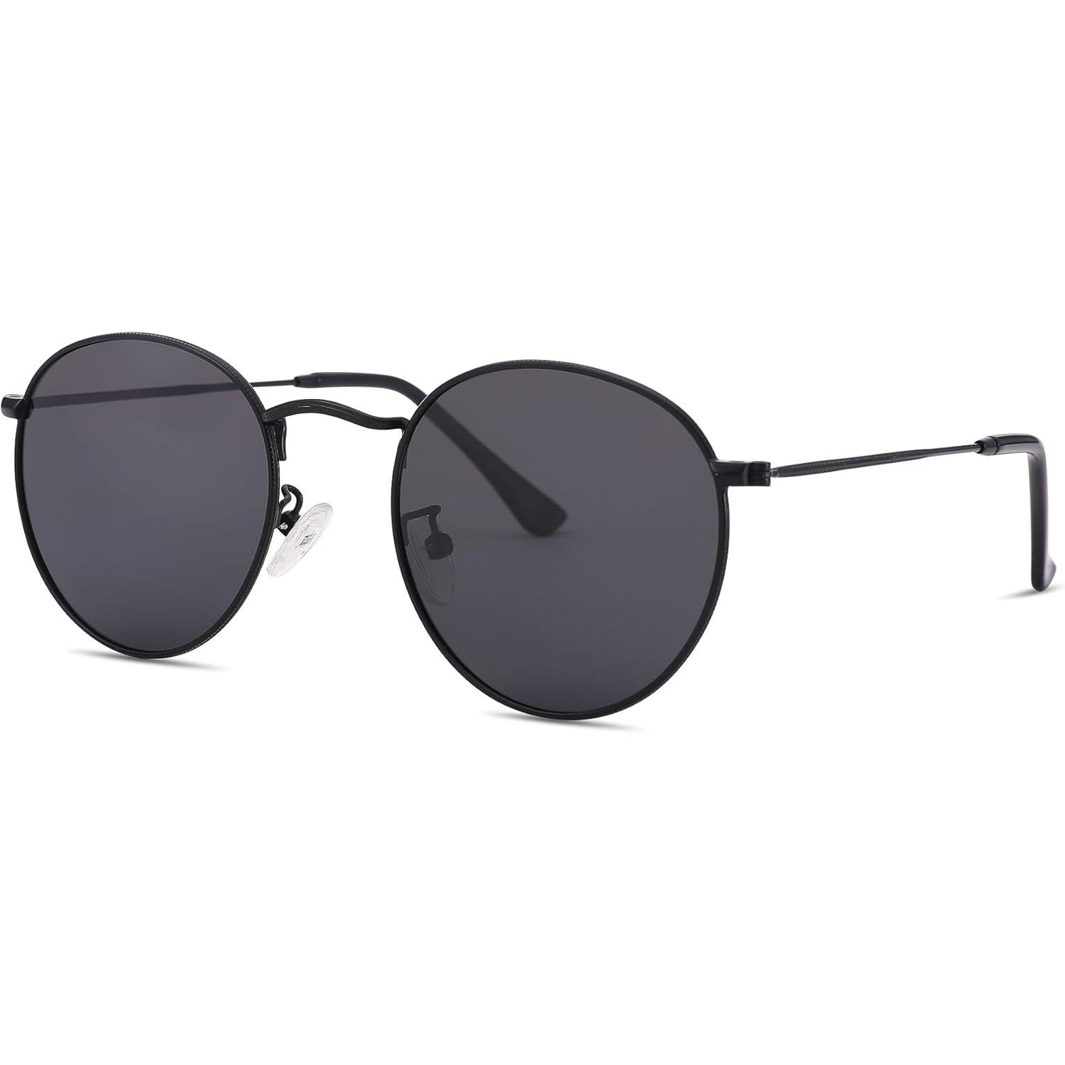 Anteojos de Sol Redondos Polarizados de Metal – Estilo Retro de Diseñador para Mujer, Protección UV400