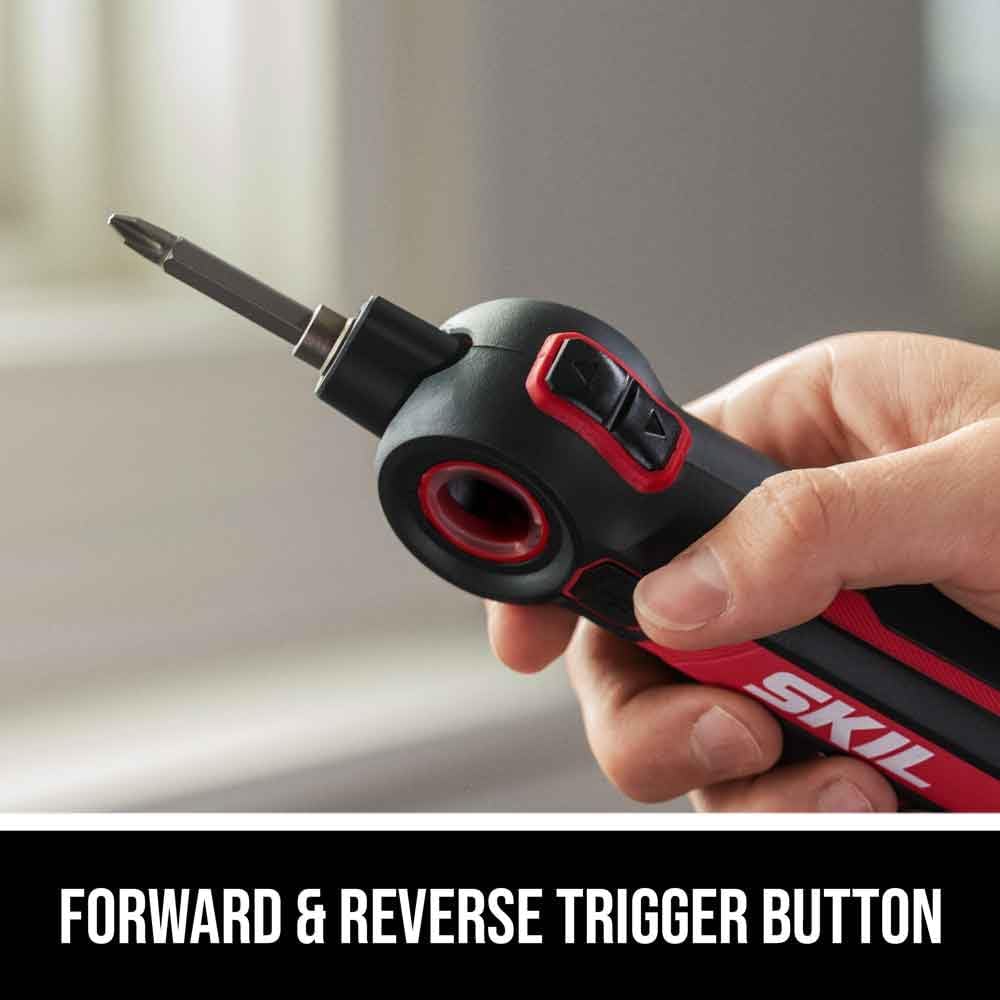 SKIL Twist 2.0 Destornillador Eléctrico Recargable 4V – Cabezal Pivotante, 3 Niveles de Torque, Luz LED, Carga USB-C, Set con 2 Puntas – SD5619-01