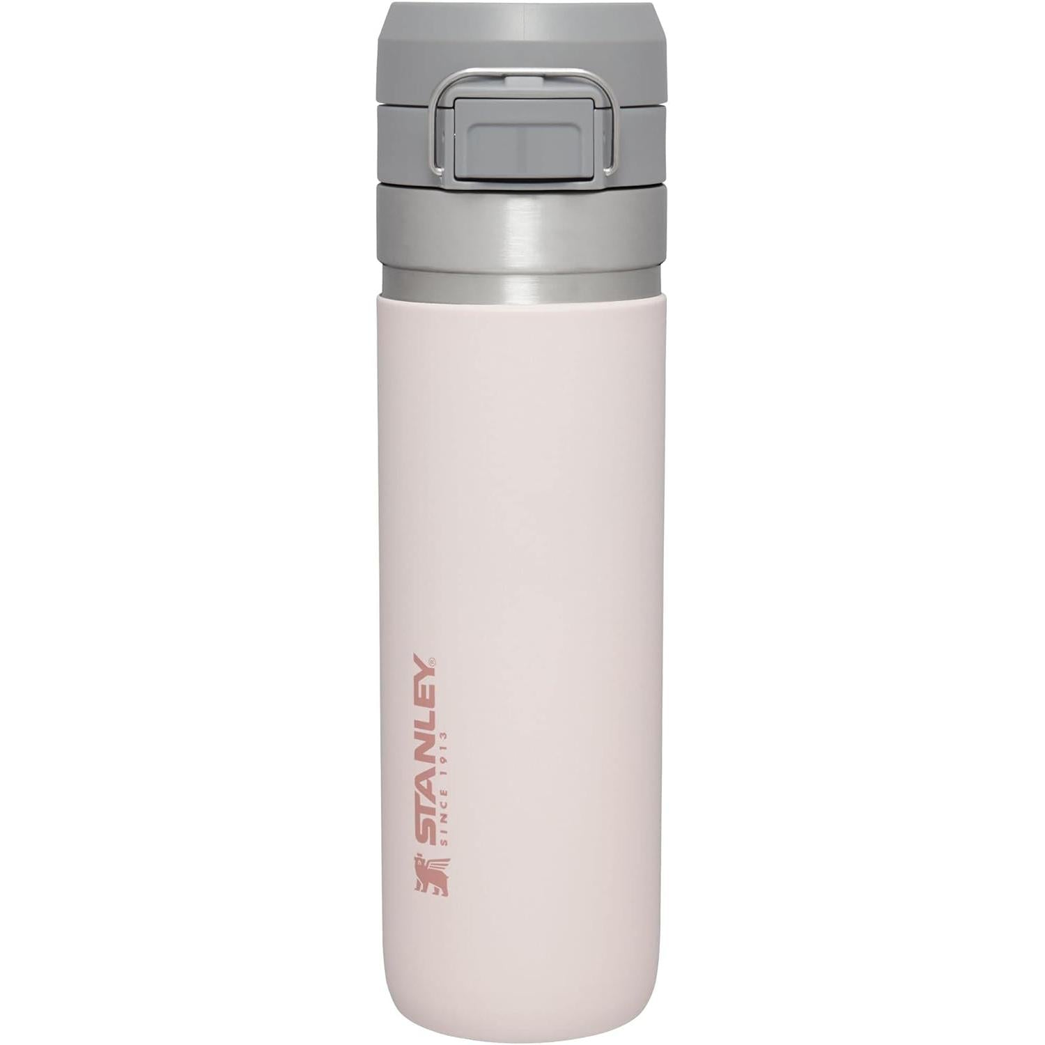 Quick Flip GO Water Bottle 24 Oz | Push Button Lid | Leakproof and Packable for Travel and Sports | Insulated Stainless Steel | Bpa-Free | Charcoal