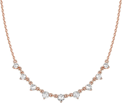 Collar de Estaciones para Mujer | Baño en Oro 14K | Cadena Fina con Circonitas Simuladas | Joyería de Moda para Capas y Looks Elegantes