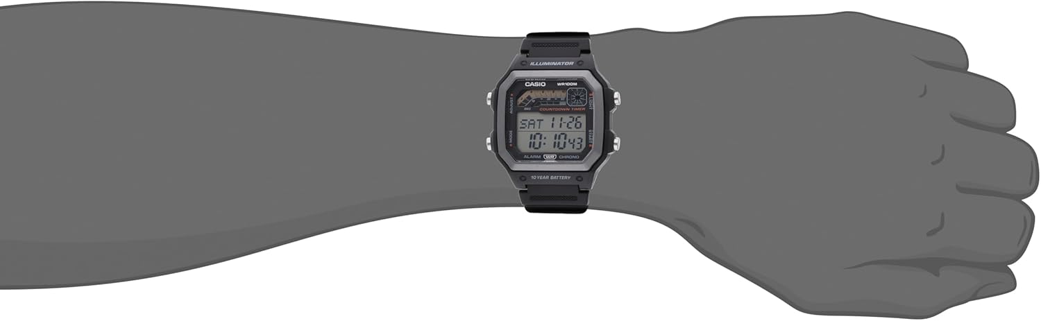 Casio WS1600H Series – Reloj Deportivo para Hombre con Cronómetro, Temporizador, Luz LED y Batería de 10 Años