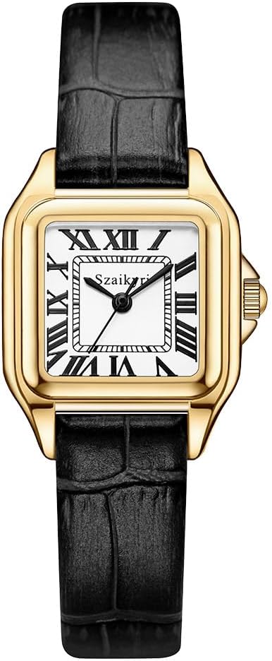 Reloj para Mujer Cuadrado 25 mm | Números Romanos | Movimiento Japonés | Correa de Acero o Cuero | Resistente al Agua (uso diario)