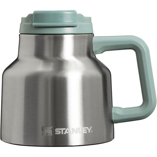 Tough-To-Tip Admiral'S Mug 20 Oz | Twist-On Flip Open Lid | Wide Body with Non-Skid Rubber Base | Insulated Stainless Steel Coffee Cup | Bpa-Free | Hammertone Green