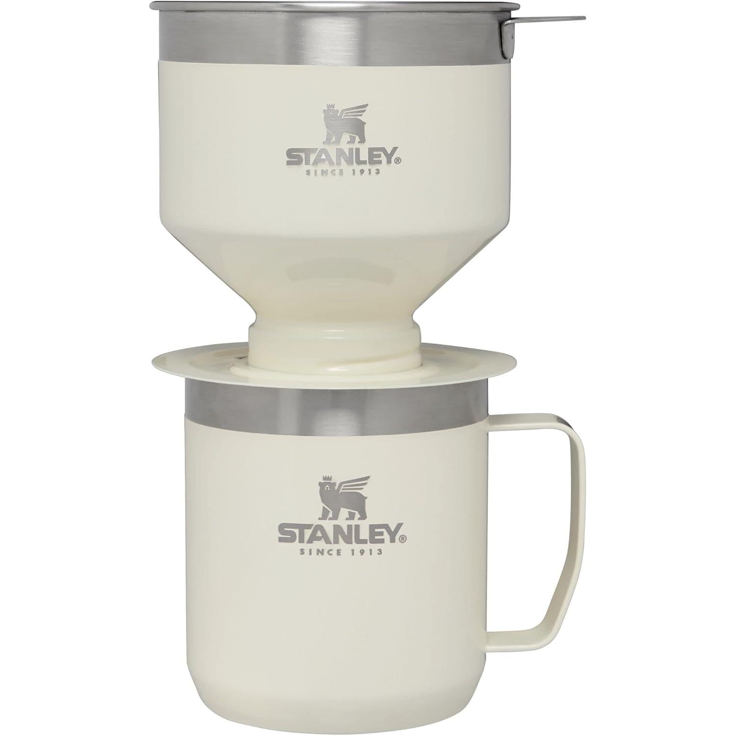Perfect Brew Pour over Set | 12 Oz Camp Mug with Lid Included | Drip Coffee Maker with Reusable Filter | Insulated Stainless Steel | Bpa-Free | Hammertone Silver