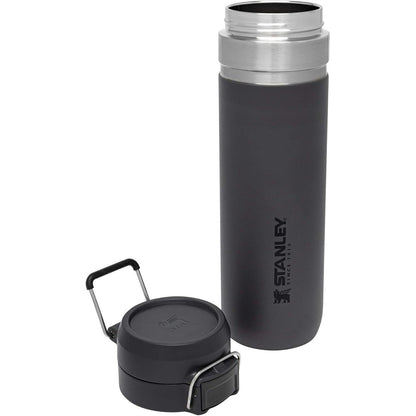 Quick Flip GO Water Bottle 24 Oz | Push Button Lid | Leakproof and Packable for Travel and Sports | Insulated Stainless Steel | Bpa-Free | Charcoal