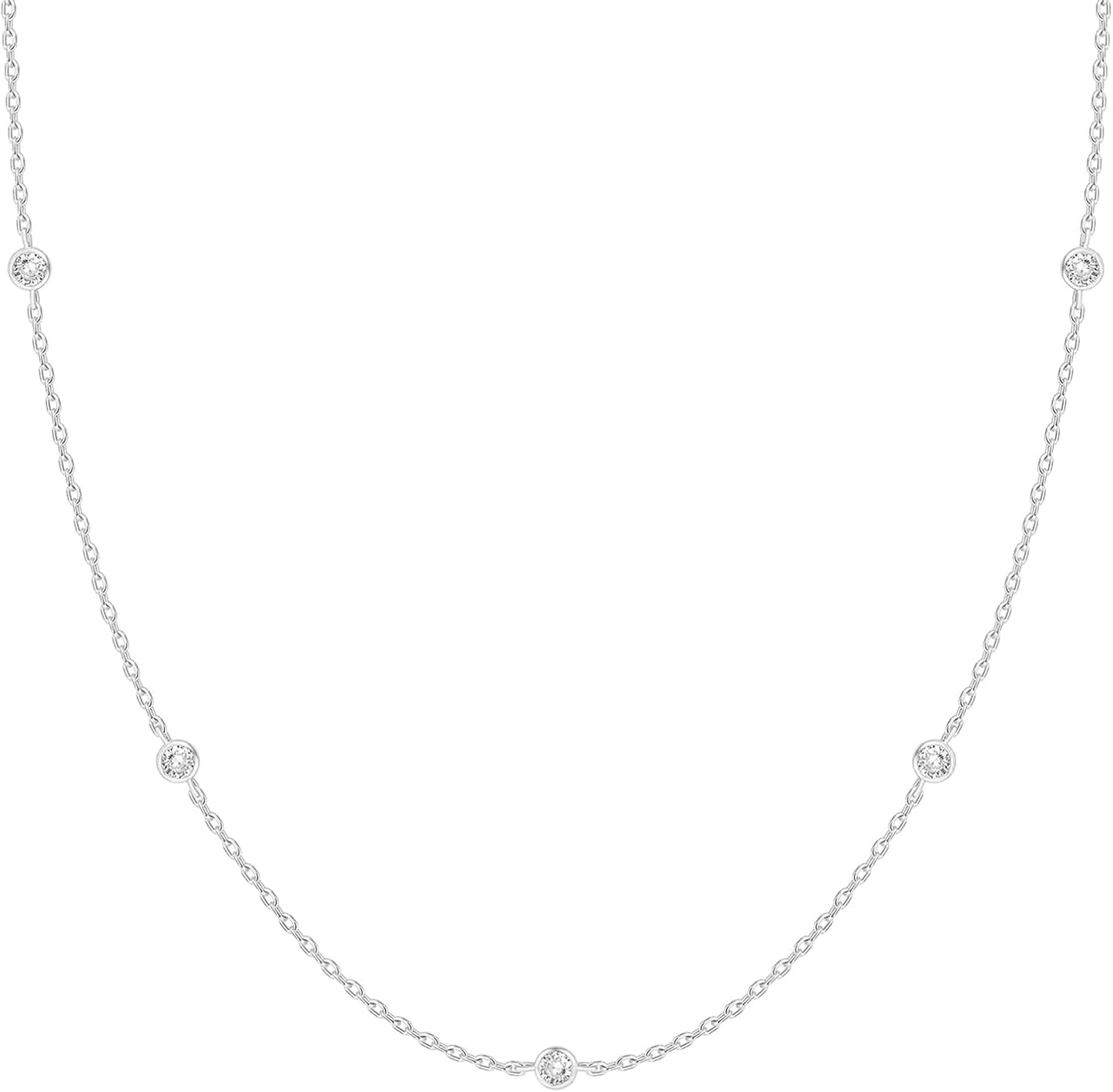 Collar de Estaciones para Mujer | Baño en Oro 14K | Cadena Fina con Circonitas Simuladas | Joyería de Moda para Capas y Looks Elegantes