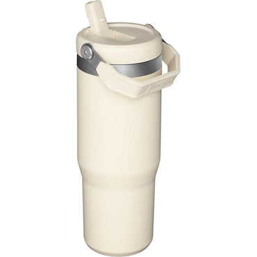 Iceflow Stainless Steel Tumbler with Straw - Vacuum Insulated Water Bottle for Home, Office or Car - Reusable Cup with Straw Leak Resistant Flip - Cold for 12 Hours or Iced for 2 Days (Cream)