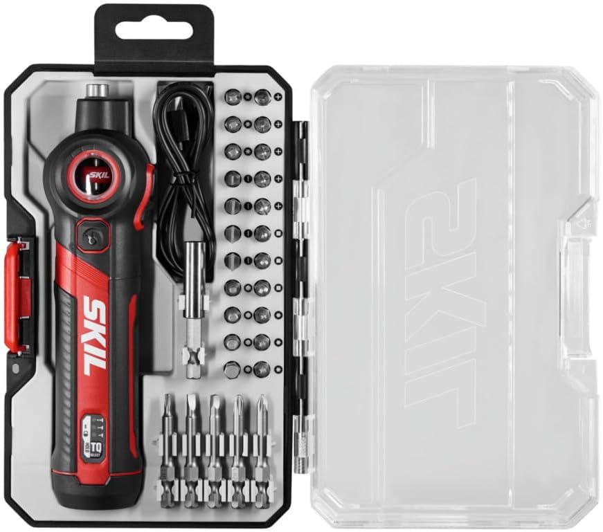 SKIL Twist 2.0 Destornillador Eléctrico Recargable 4V – Cabezal Pivotante, 3 Niveles de Torque, Luz LED, Carga USB-C, Set con 2 Puntas – SD5619-01