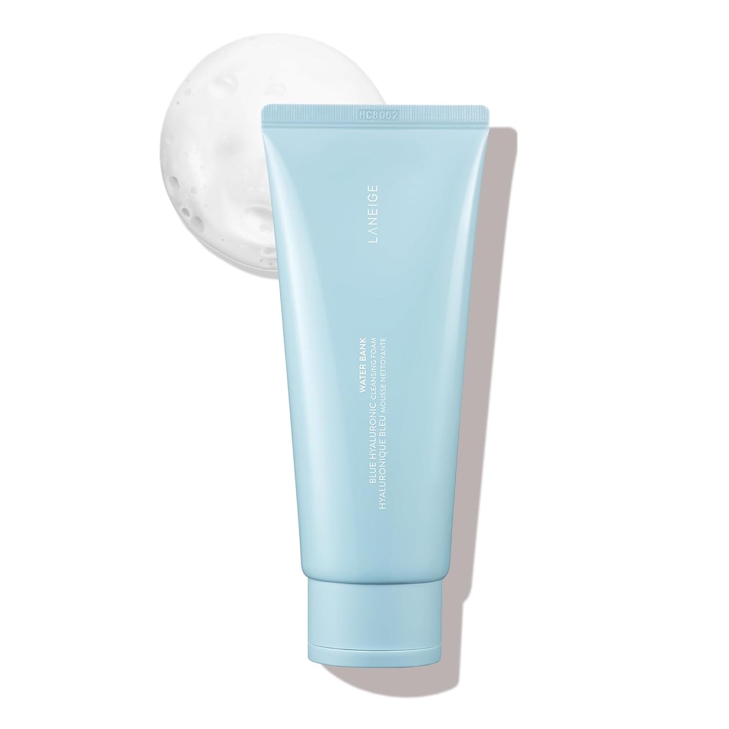 LANEIGE Espuma limpiadora de banco de agua: lavado facial hidratante y removedor de maquillaje con ácido hialurónico y enzima de papaína para una piel suave y suave