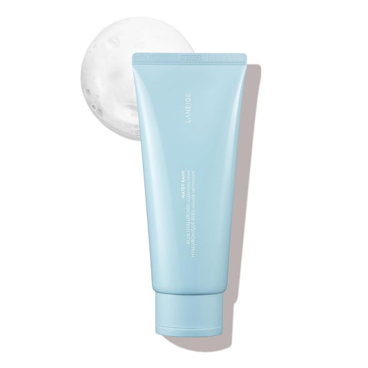 LANEIGE Espuma limpiadora de banco de agua: lavado facial hidratante y removedor de maquillaje con ácido hialurónico y enzima de papaína para una piel suave y suave