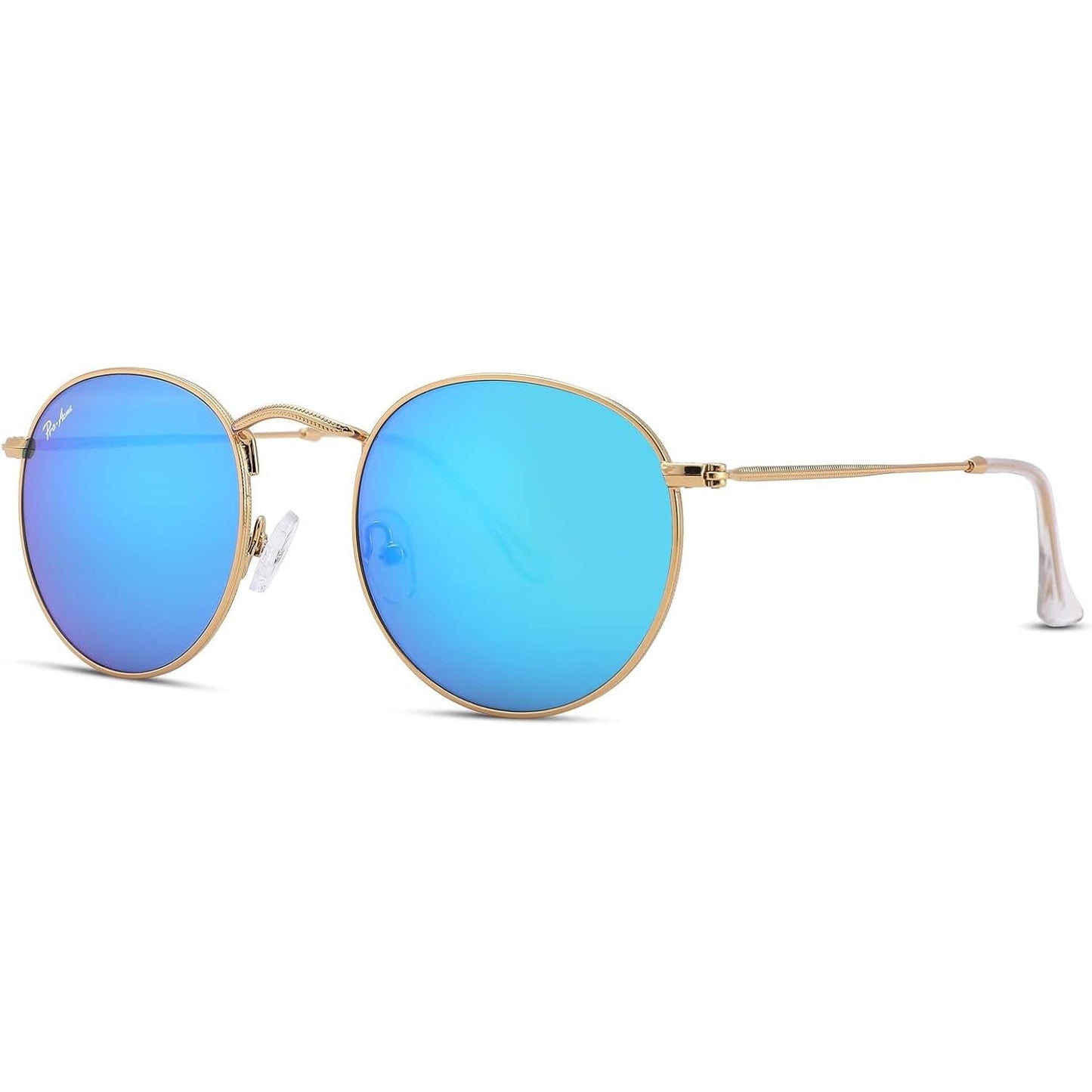 Pro Acme round Sunglasses for Women Men Classic Retro Circle Metal Sun Glasses 100% Real Glass Lens