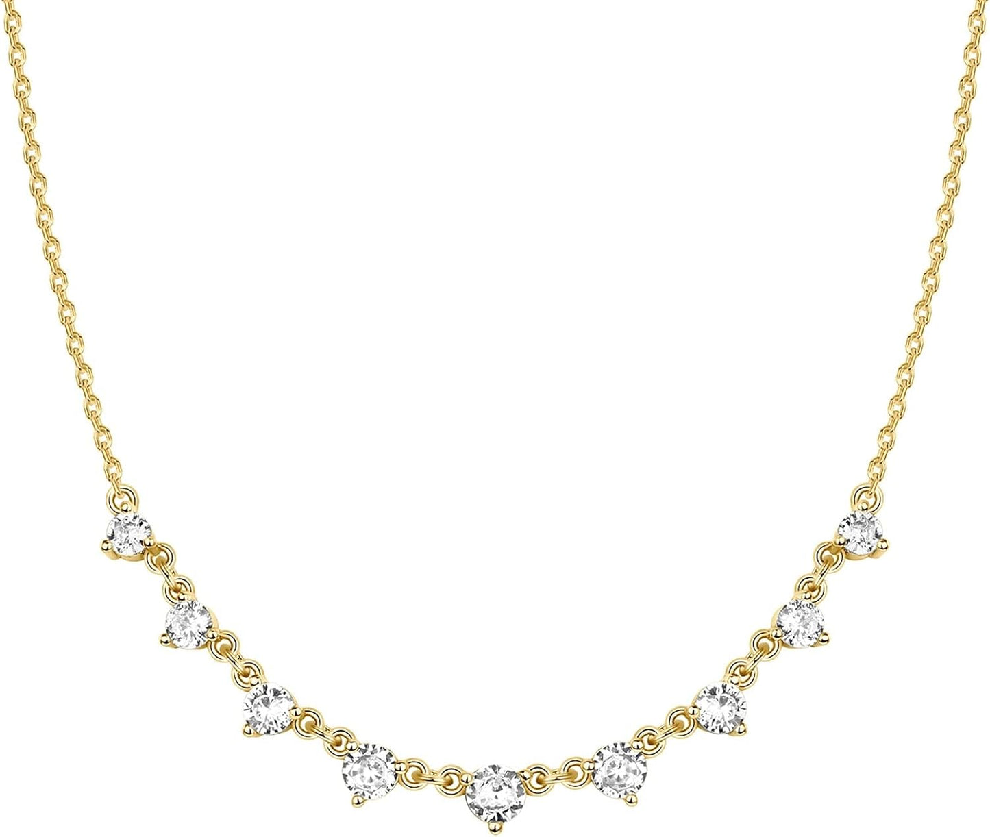 Collar de Estaciones para Mujer | Baño en Oro 14K | Cadena Fina con Circonitas Simuladas | Joyería de Moda para Capas y Looks Elegantes