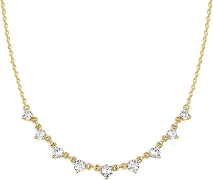 Collar de Estaciones para Mujer | Baño en Oro 14K | Cadena Fina con Circonitas Simuladas | Joyería de Moda para Capas y Looks Elegantes