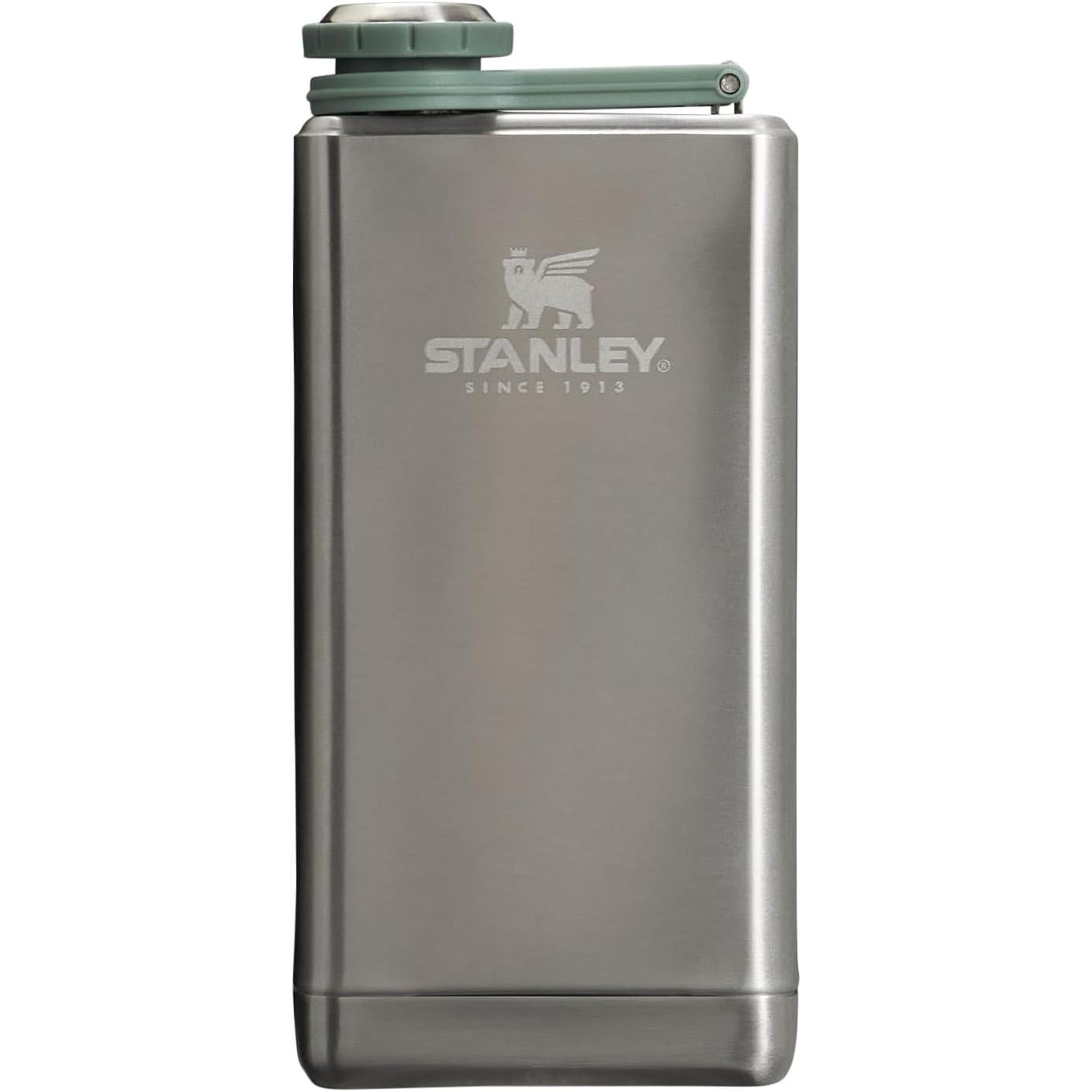 Adventure Pre-Party Flask 8 Oz | Leakproof Hip Flask | Hinge Connected Never Lose Cap | Insulated Stainless Steel Liquor Container | Bpa-Free | Hammertone Green