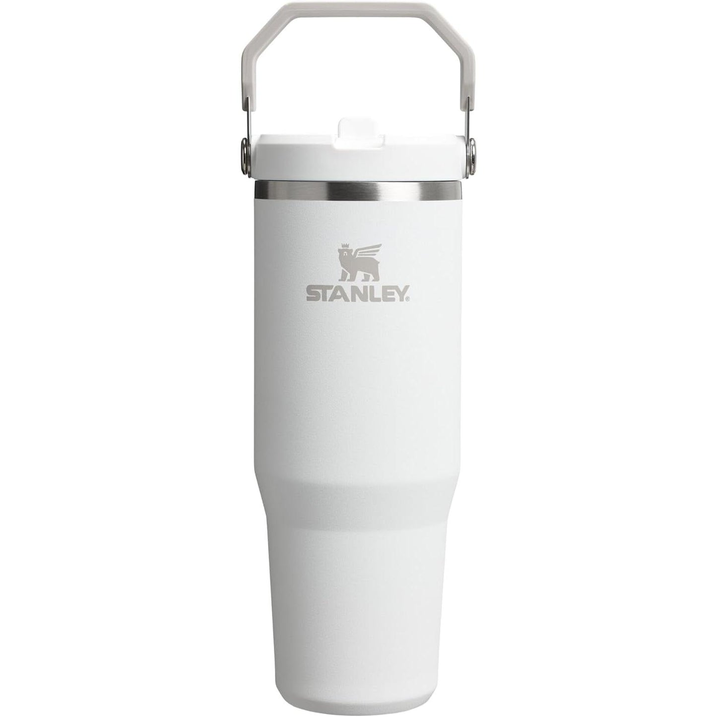 Iceflow Stainless Steel Tumbler with Straw - Vacuum Insulated Water Bottle for Home, Office or Car - Reusable Cup with Straw Leak Resistant Flip - Cold for 12 Hours or Iced for 2 Days (Cream)