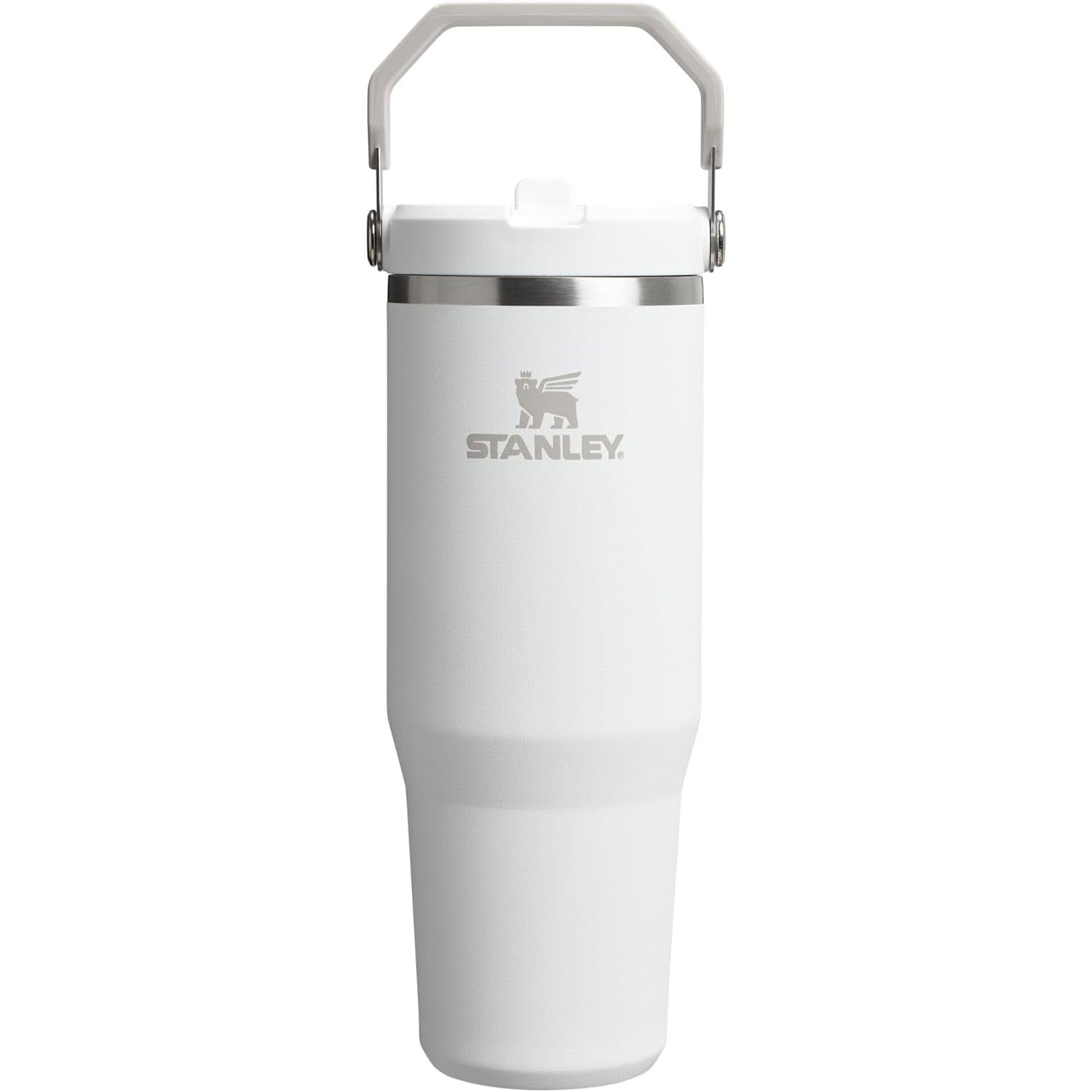 Iceflow Stainless Steel Tumbler with Straw - Vacuum Insulated Water Bottle for Home, Office or Car - Reusable Cup with Straw Leak Resistant Flip - Cold for 12 Hours or Iced for 2 Days (Cream)