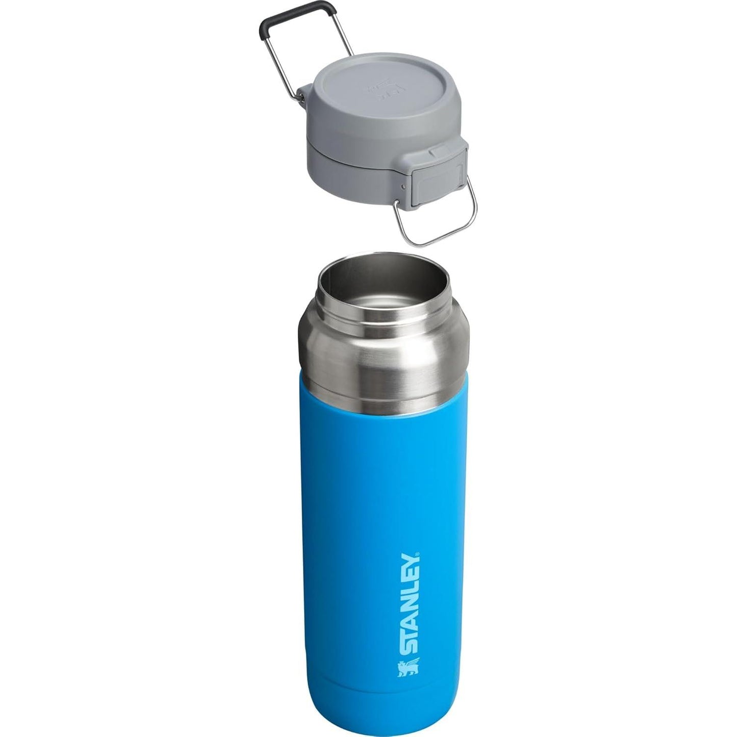 Quick Flip GO Water Bottle 36 Oz | Push Button Lid | Leakproof and Packable for Travel and Sports | Insulated Stainless Steel | Bpa-Free | Azure