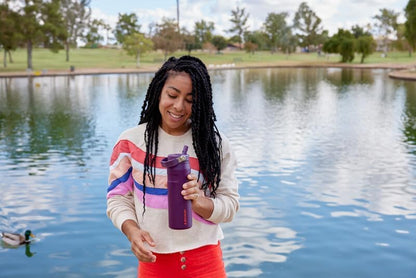 Iceflow Flip Straw 2.0 Water Bottle 36 Oz | Built-In Straw with Larger Opening | Lightweight and Leak Resistant | Insulated Stainless Steel | Bpa-Free | Rose Quartz