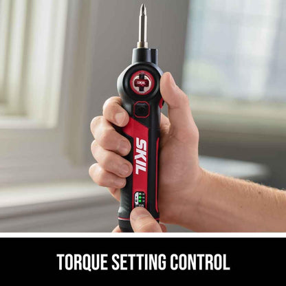 SKIL Twist 2.0 Destornillador Eléctrico Recargable 4V – Cabezal Pivotante, 3 Niveles de Torque, Luz LED, Carga USB-C, Set con 2 Puntas – SD5619-01