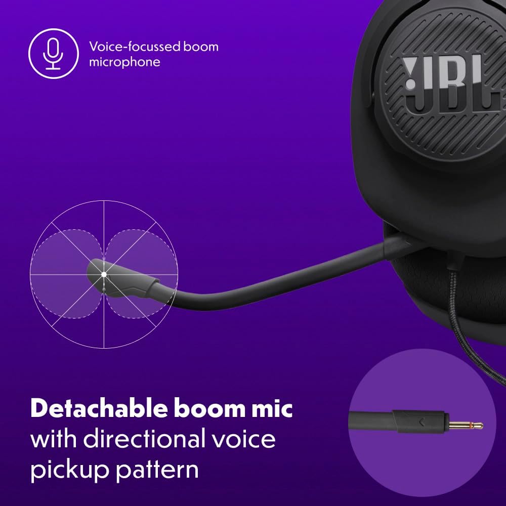 JBL Quantum 100 M2 (Negro) – Audífonos gamer con cable y micrófono desmontable