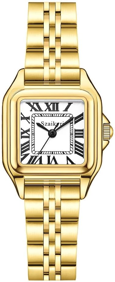 Reloj para Mujer Cuadrado 25 mm | Números Romanos | Movimiento Japonés | Correa de Acero o Cuero | Resistente al Agua (uso diario)