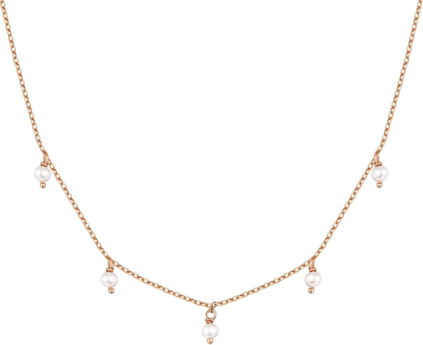 Collar de Estaciones para Mujer | Baño en Oro 14K | Cadena Fina con Circonitas Simuladas | Joyería de Moda para Capas y Looks Elegantes