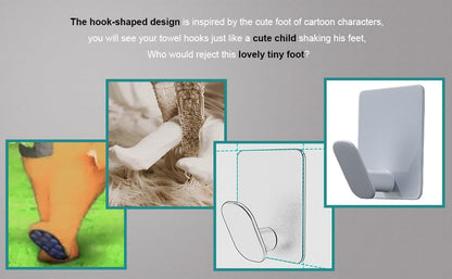 Ganchos adhesivos | Paquete de 4 ganchos de pared para toallas/abrigos | Para baño o cocina | Color: Gris