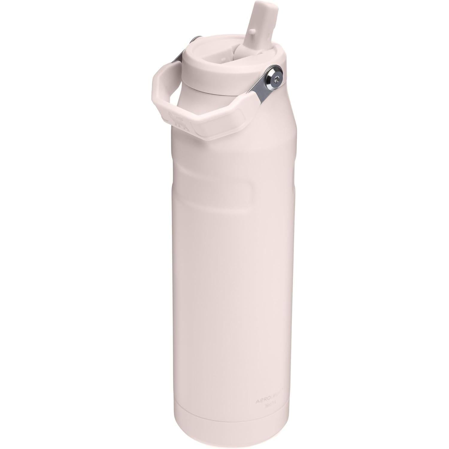 Iceflow Flip Straw 2.0 Water Bottle 36 Oz | Built-In Straw with Larger Opening | Lightweight and Leak Resistant | Insulated Stainless Steel | Bpa-Free | Rose Quartz