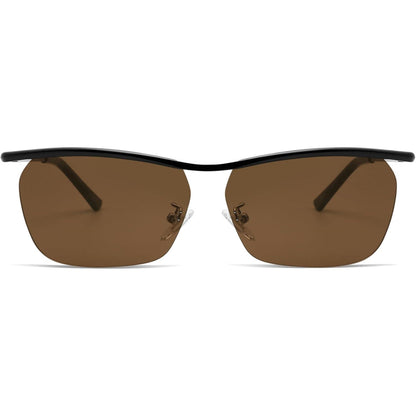 Trendy Rectangle Cat Eye Semi-Rimless Sunglasses Womens, Retro Fashion Vintage Shades UV400 Protection SJ1253