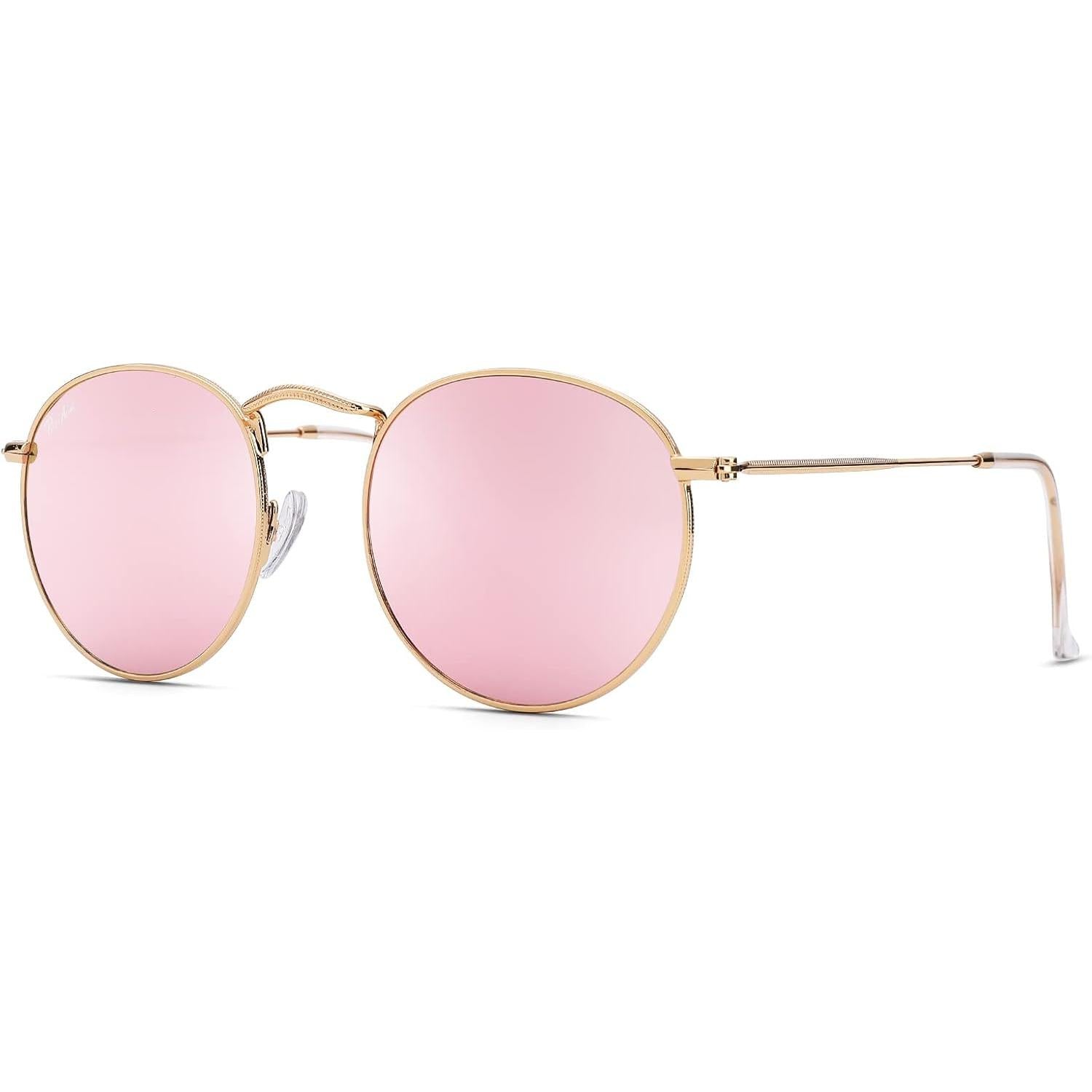 Pro Acme round Sunglasses for Women Men Classic Retro Circle Metal Sun Glasses 100% Real Glass Lens